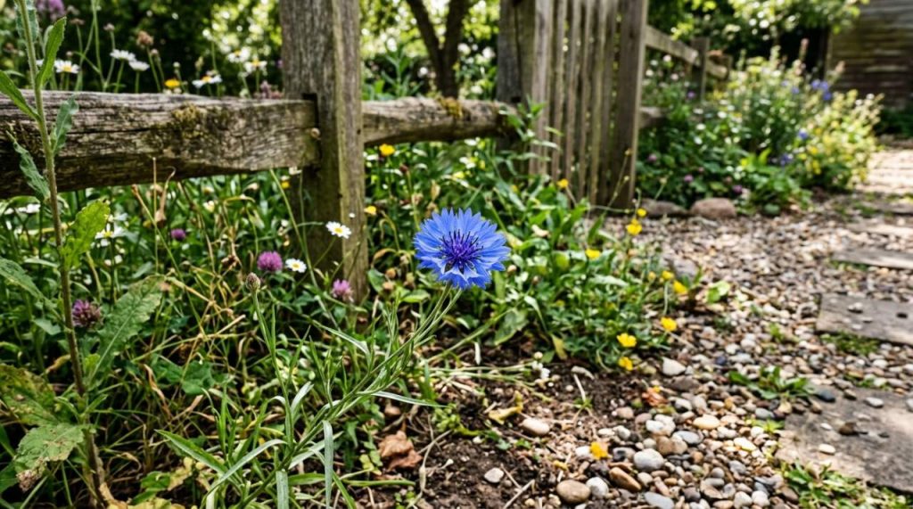 Bleut au jardin rustique