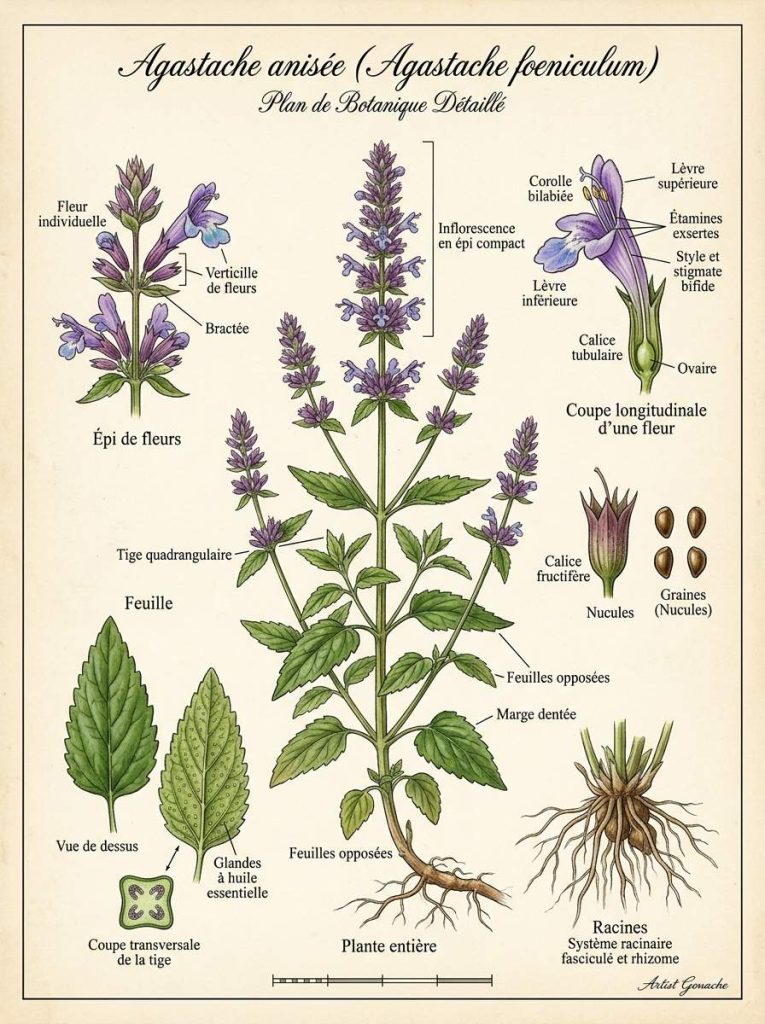 Détails fleurs agastache anisée