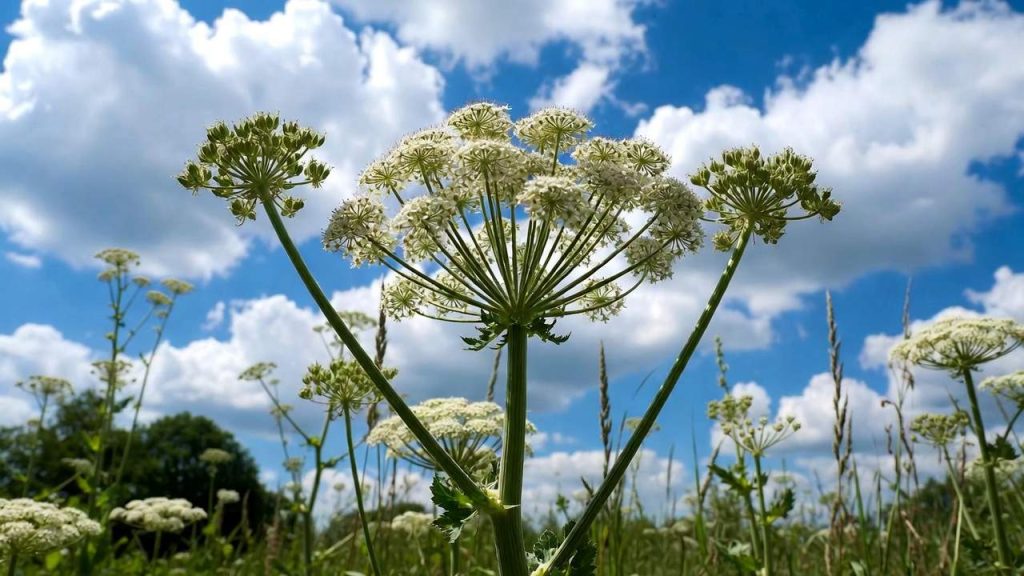 Plante heracleum dans le champ