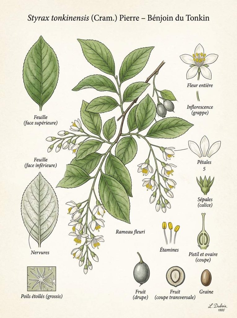 Illustration styrax tonkinensis
