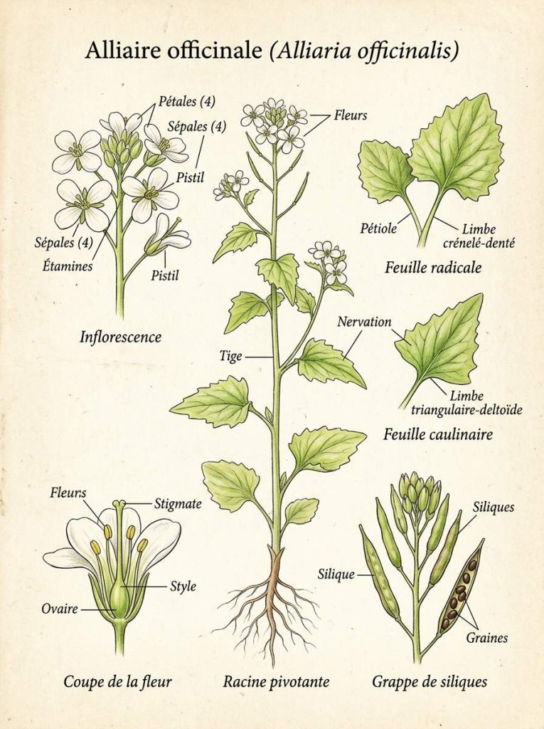 Illustration botanique de l'Alliaire