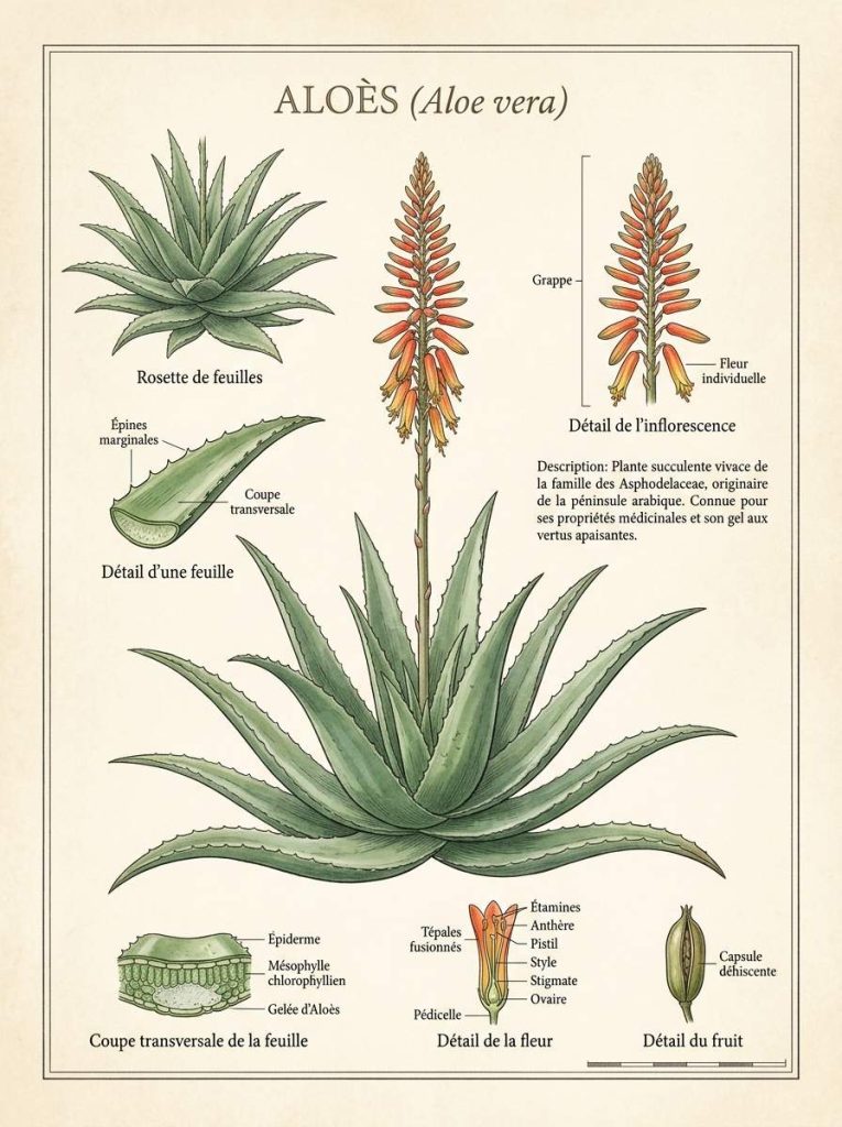 Illustration botanique de l'Aloès