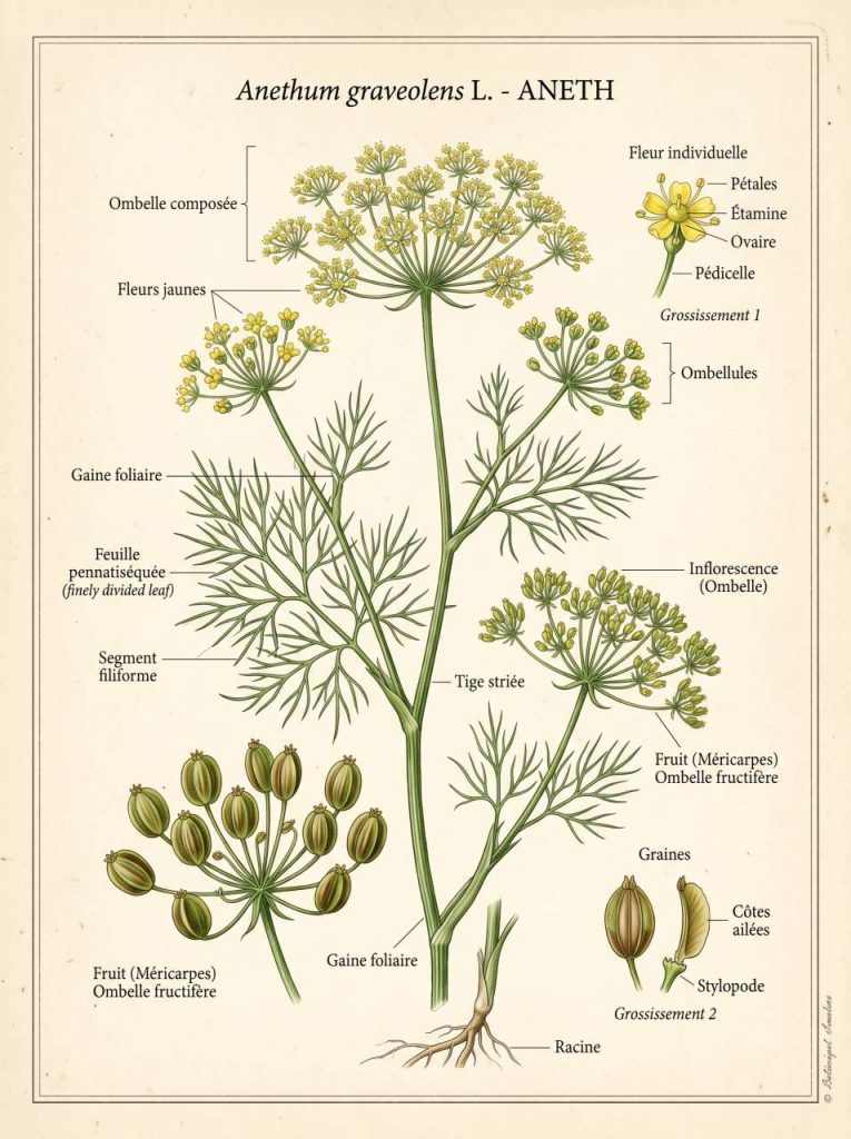 Illustration botanique de l'aneth