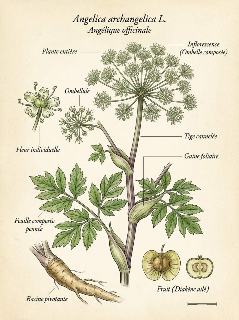 Angelique archangelica illustration botanique