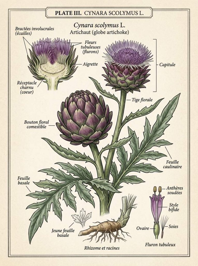 Botanique artichaut Cynara scolymus
