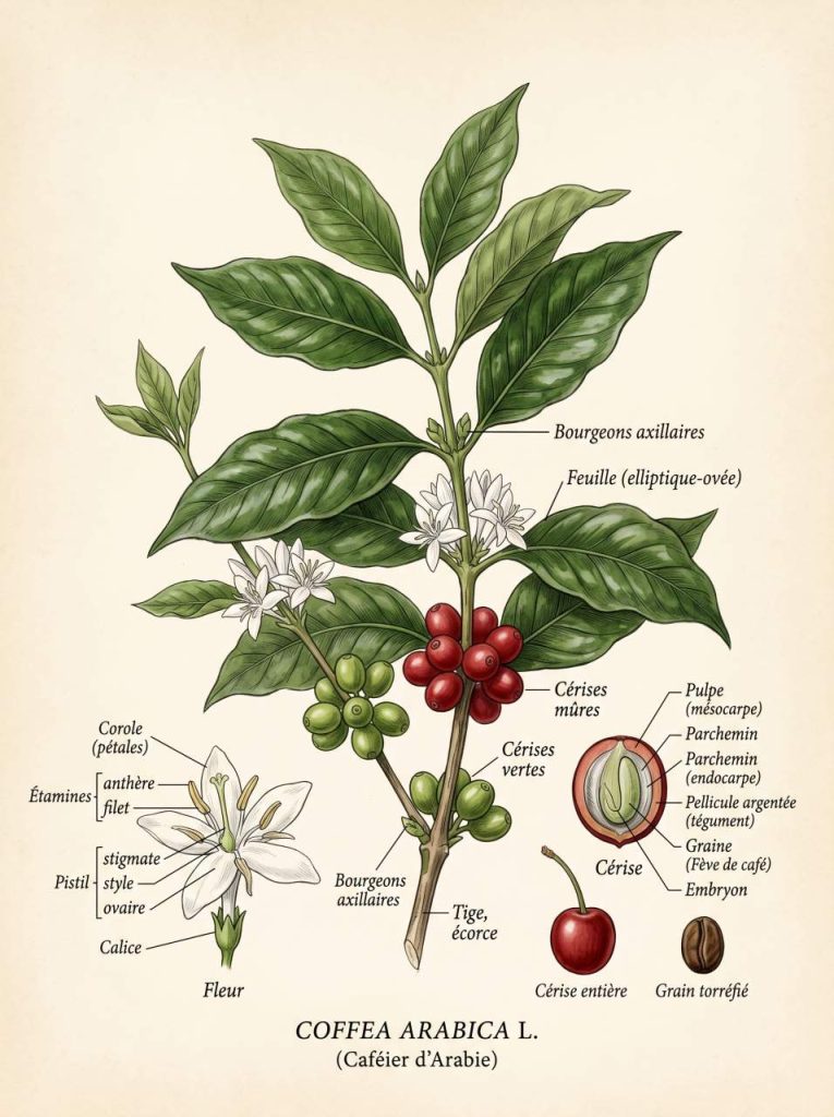 Café arabica illustration botanique