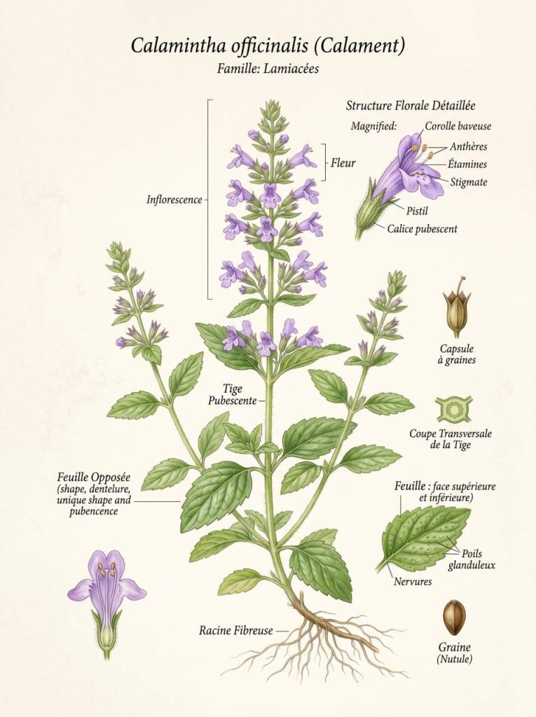 Illustration de Calament en détail Plante Calament en illustration
