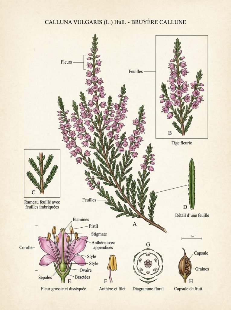 Calluna vulgaris illustration botanique