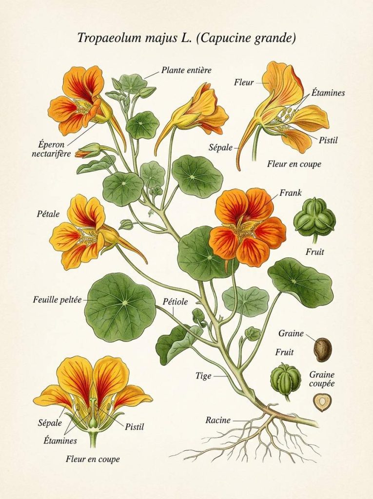 Illustration botanique capucine