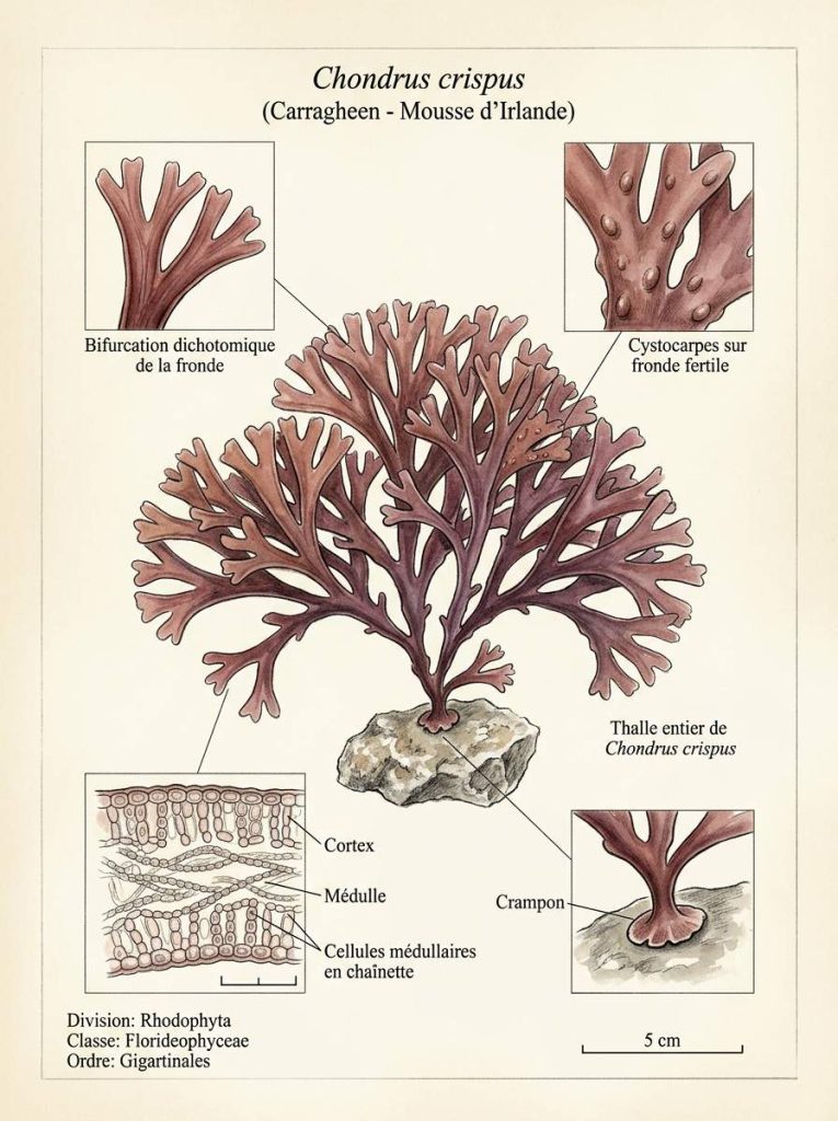 Illustration botanique du carragheen Illustration carragheen botanique
