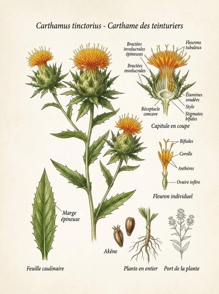 Détails des fleurs de carthame