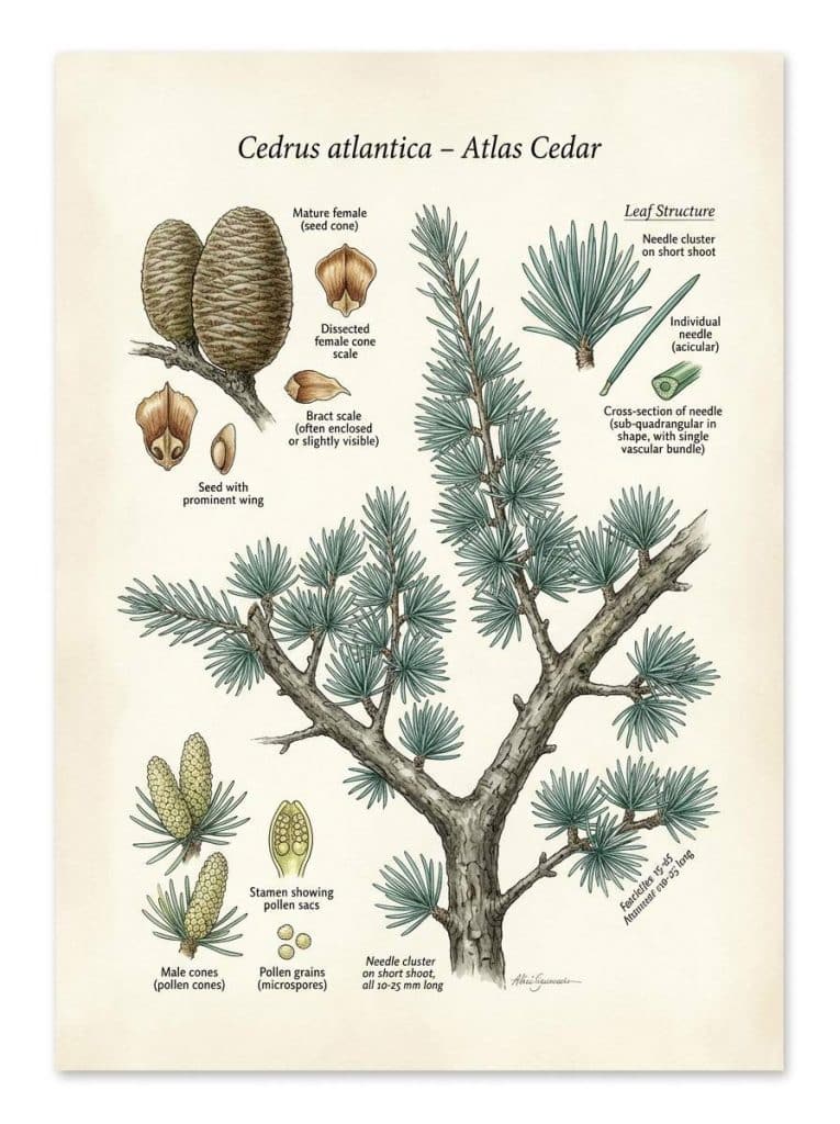Illustration botanique du cèdre Illustration botanique cèdre