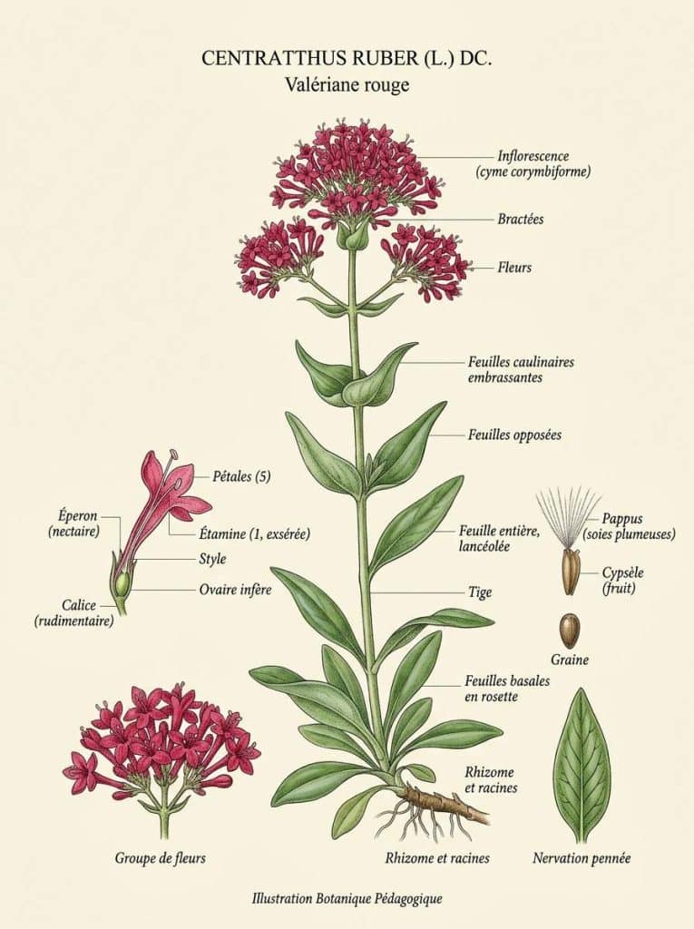 Illustration botanique centranthe rouge