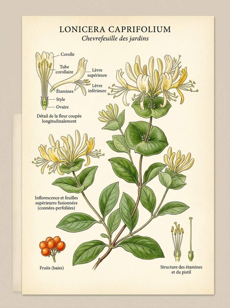 Illustration botanique Lonicera caprifolium