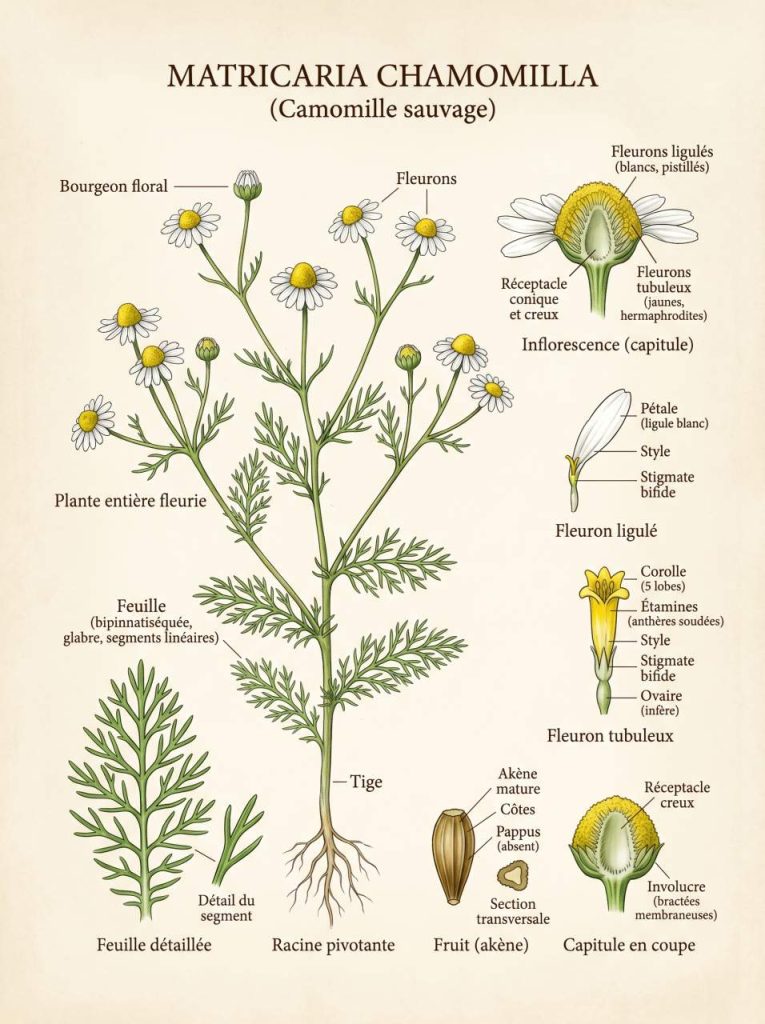 Détails de la camomille allemande 