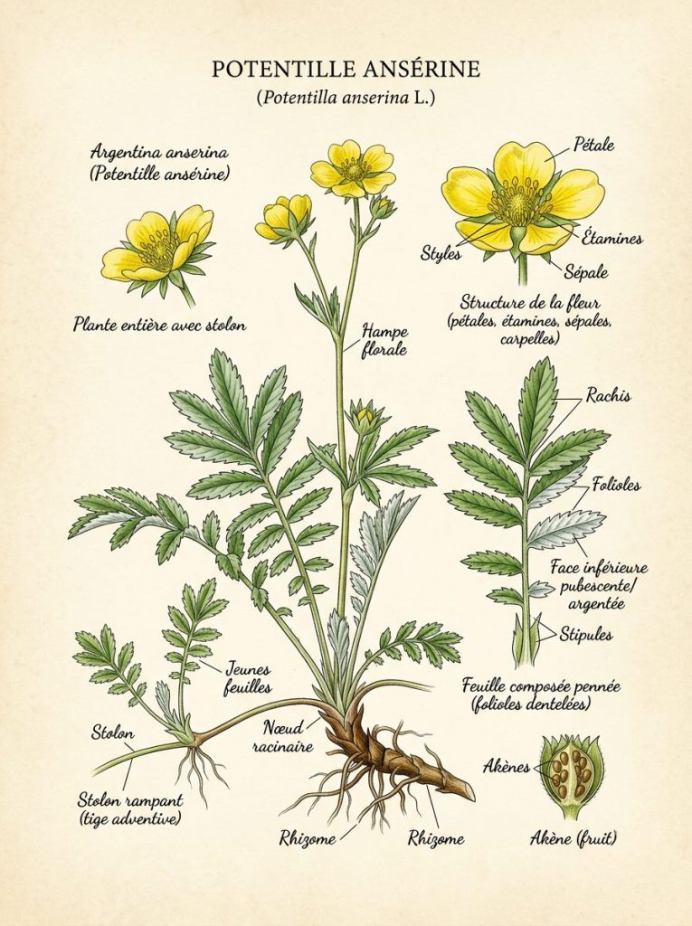 La potentille ansérine- planche botanique 