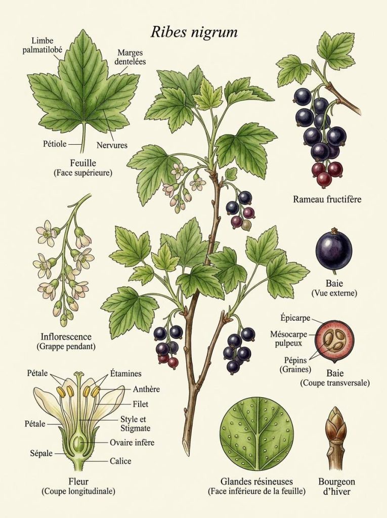 Illustration botanique du cassis