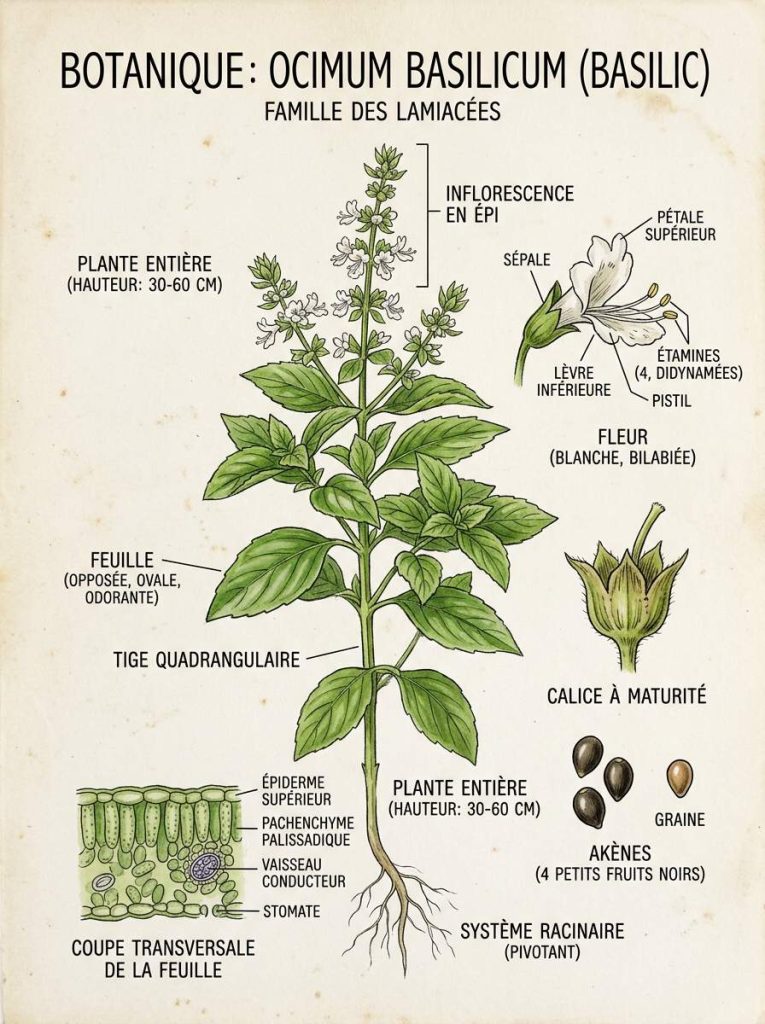 planche botanique du basilic Ocimum basilicum