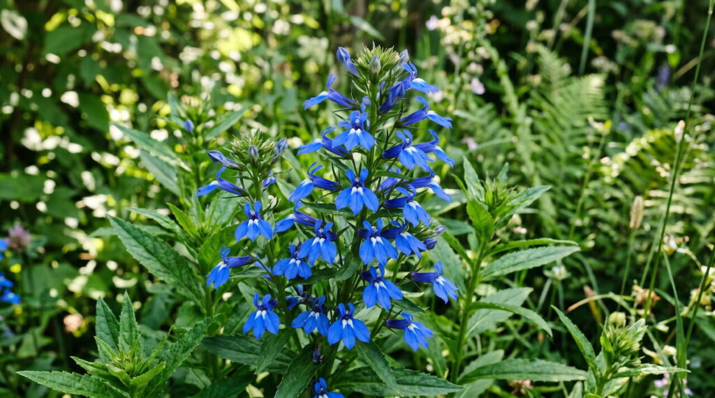 Gros plan sur la lobélie enflée Lobélie enflée en fleurs