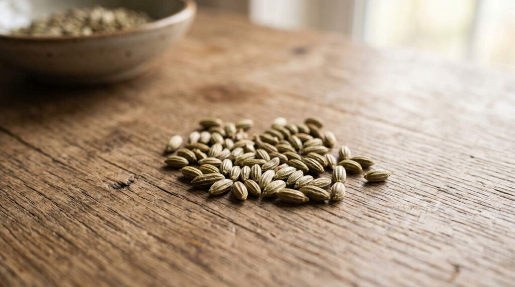 Graines d'Ammi visnaga sur table