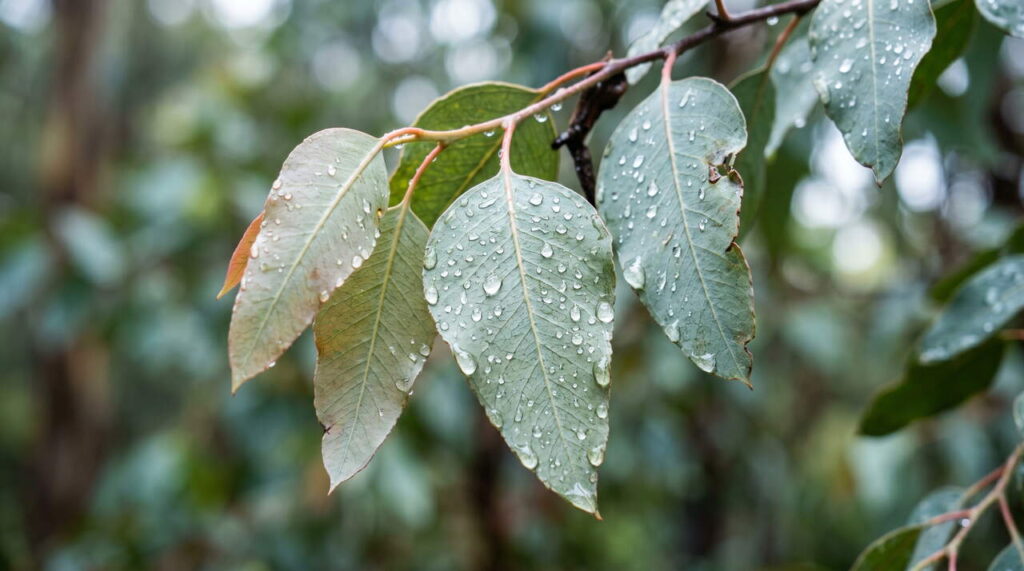 Gros plan feuilles d'eucalyptus