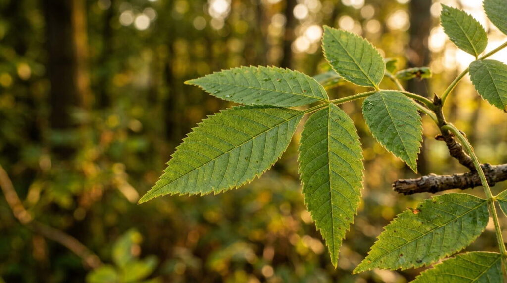 Détails sur les feuilles de frêne