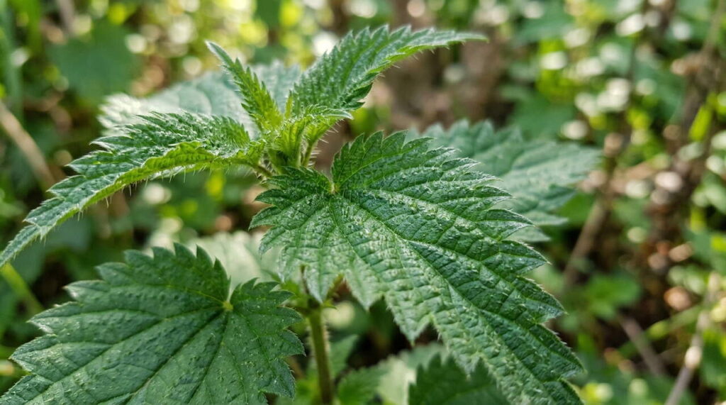 Gros plan sur les feuilles d'urtica