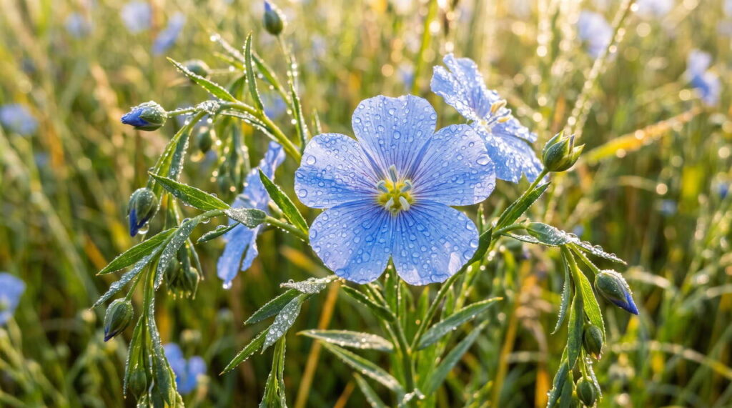 Fleurs de lin au jardin