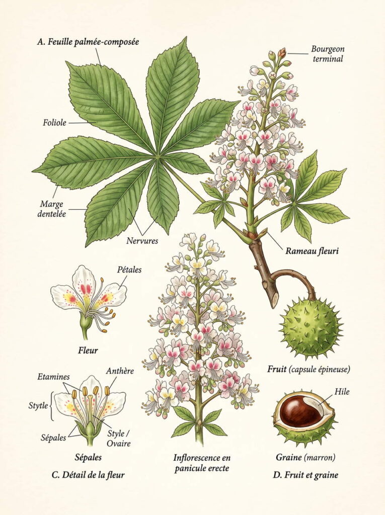 Aesculus hippocastanum illustration