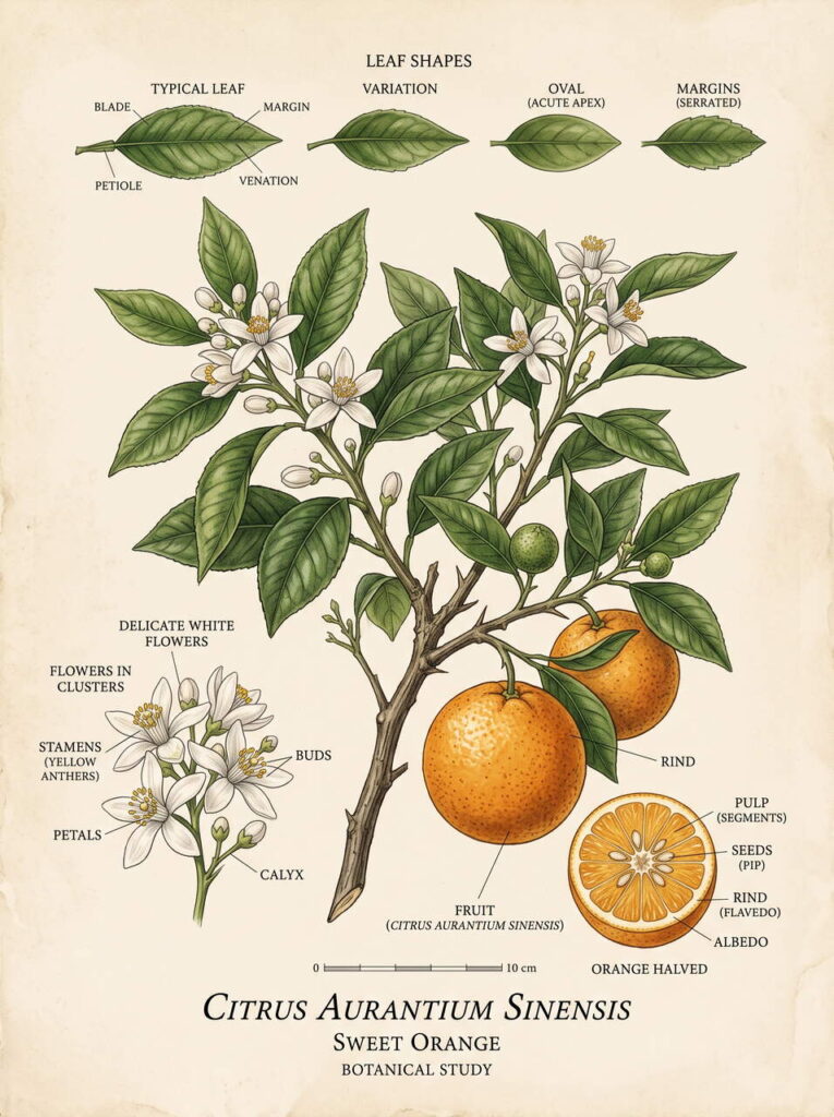 Illustration botanique citronnier