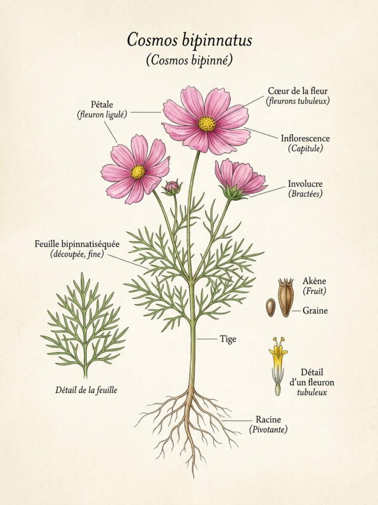 Cosmos bipinnatus en détail