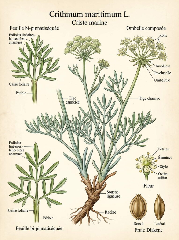 Illustration botanique de criste marine Illustration botanique de criste marine
