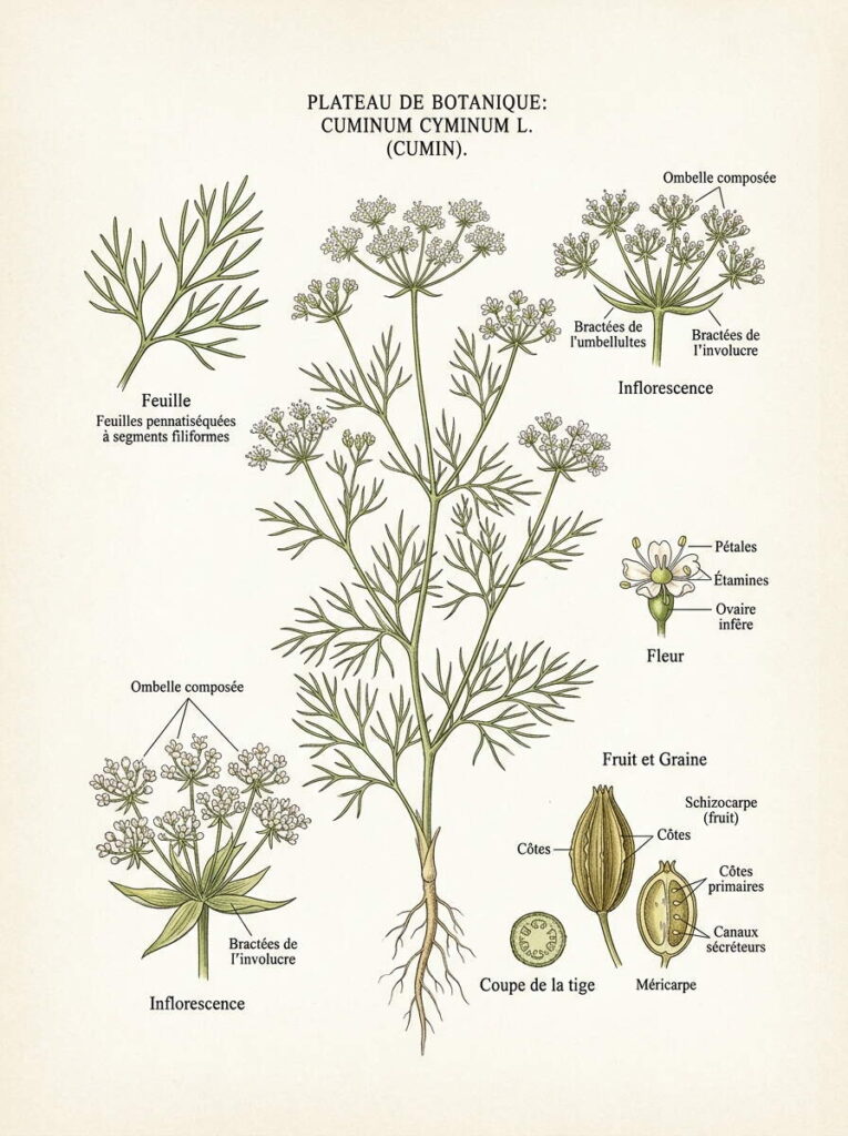 Illustration botanique du cumin Illustration botanique du cumin