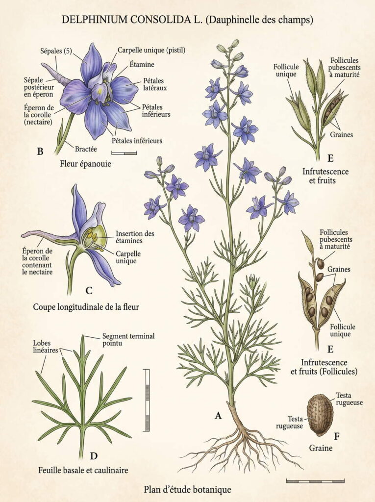Illustration botanique dauphinelle