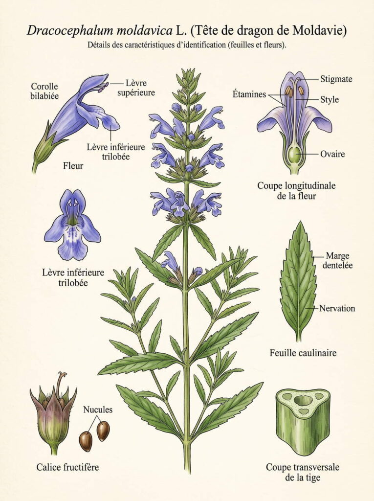 Illustration dracocéphale botanique