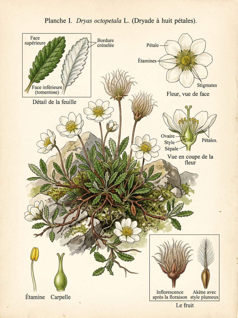 Illustration botanique Dryas octopetala
