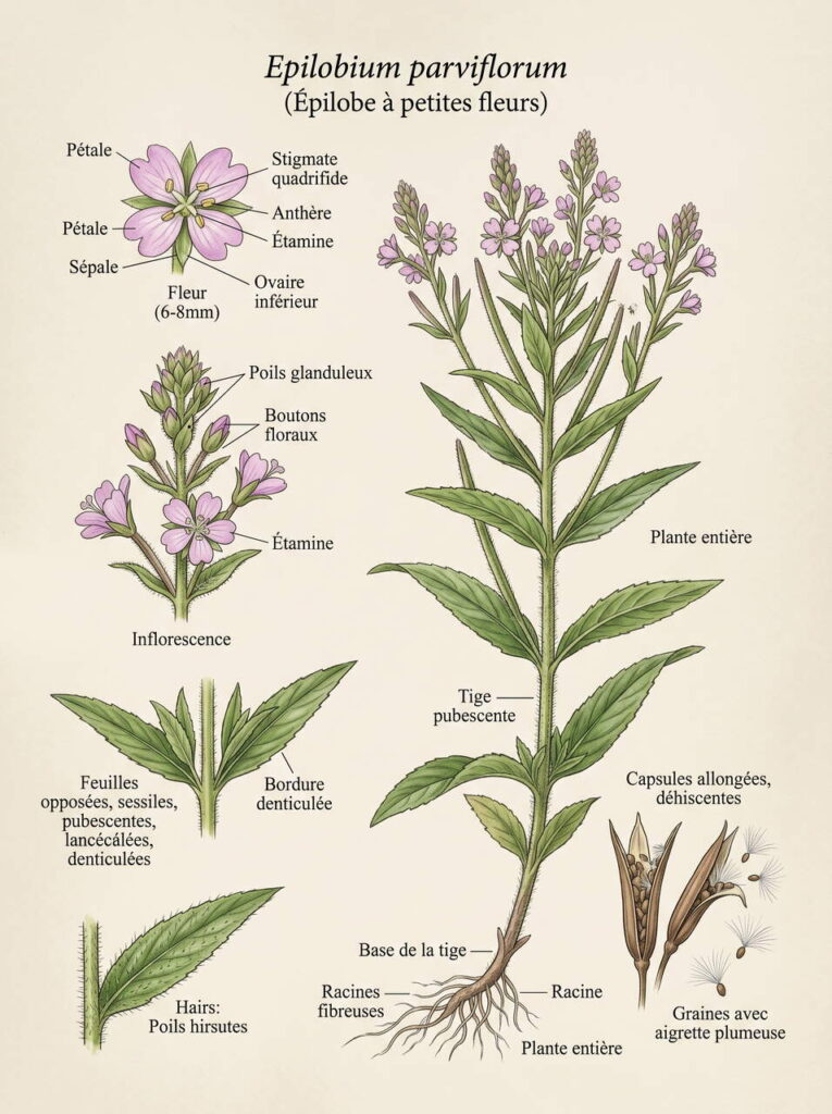 Illustration épilobe avec étiquettes