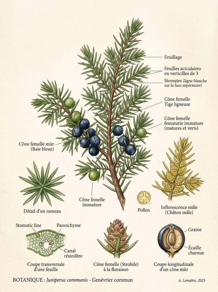 Illustration botanique genévrier