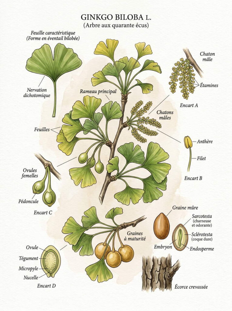 Illustration botanique Ginkgo