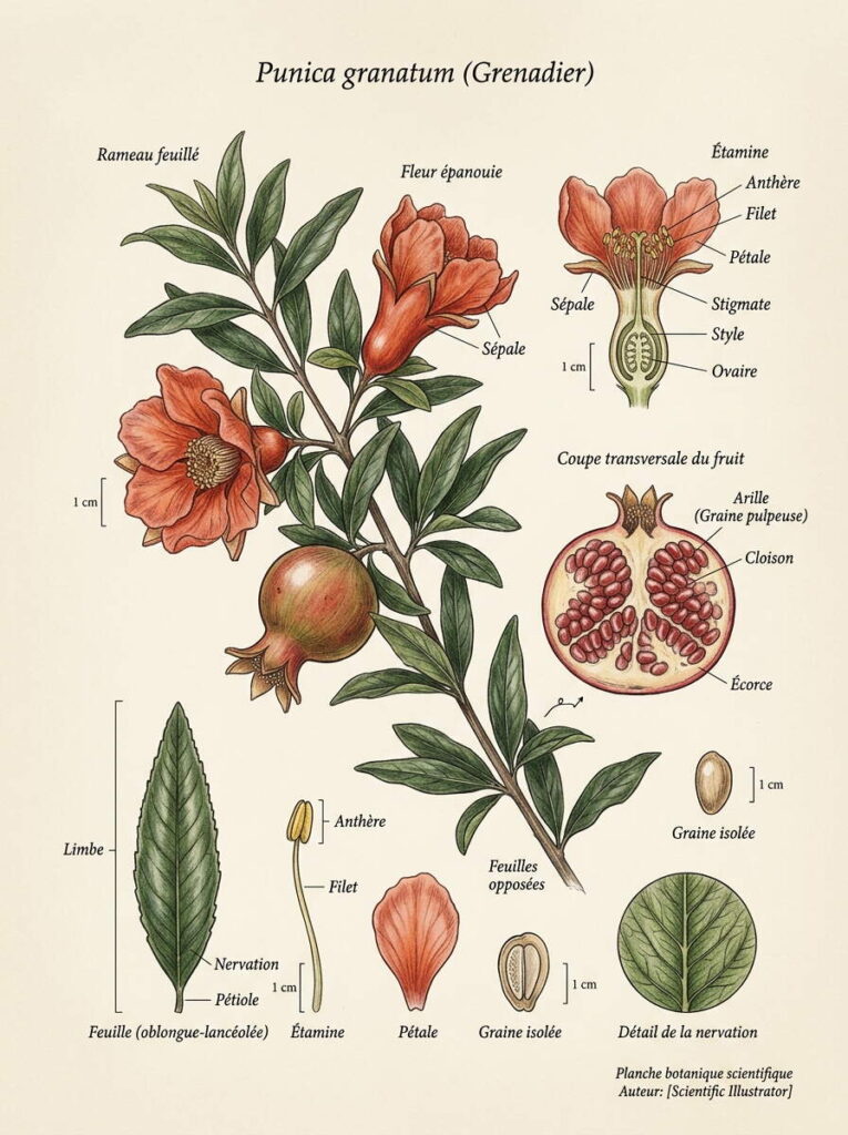 Illustration botanique grenadier