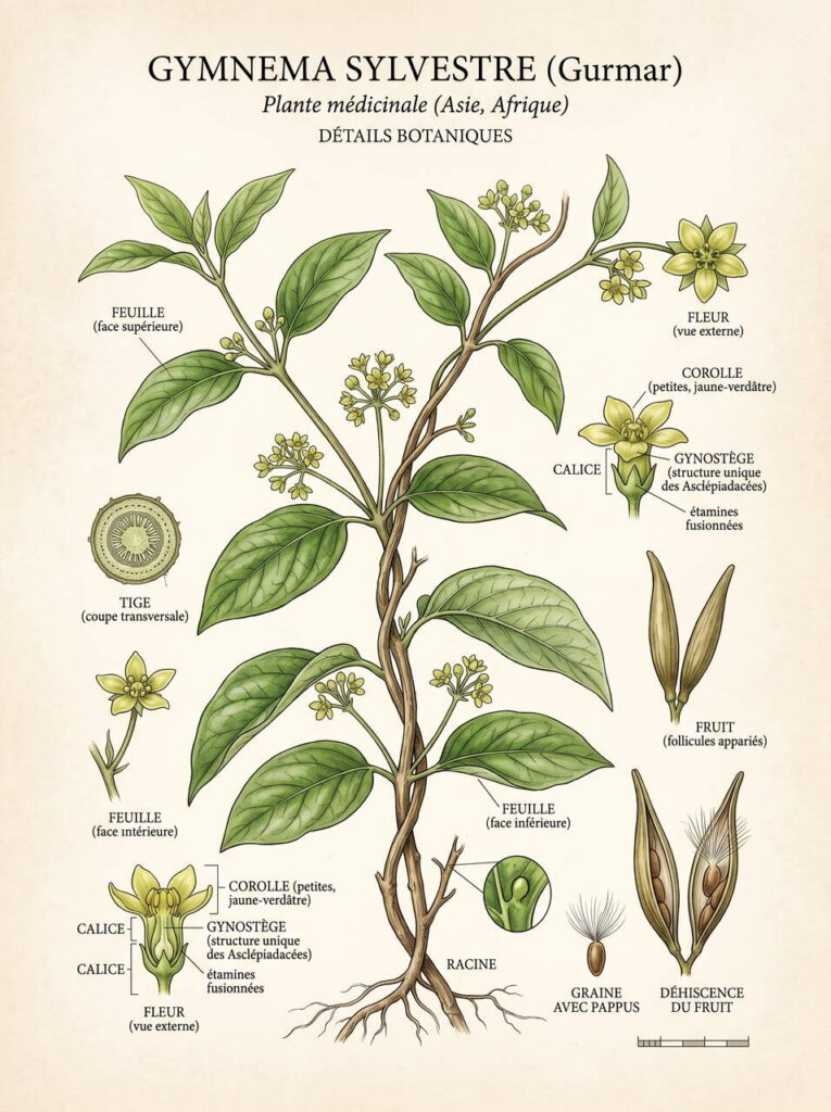 Gymnema sylvestre illustration botanique