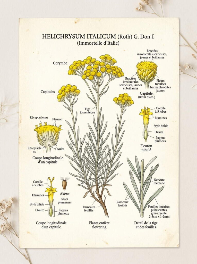 Détails botaniques d'hélichrysum