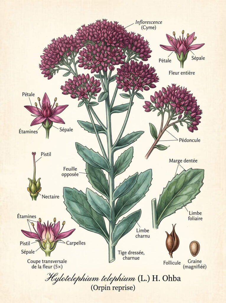 Illustration hylotelephium détaillée