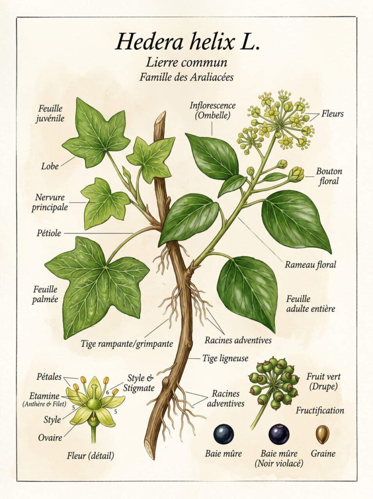 Illustration botanique du lierre