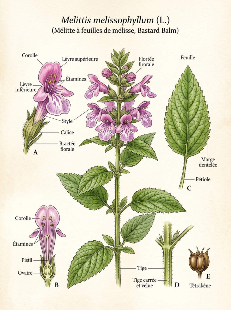 Illustration botanique Melittis