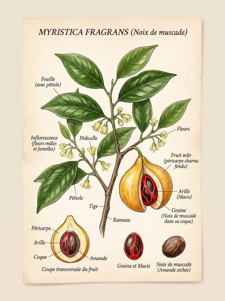 Fruits de muscadier en gros plan