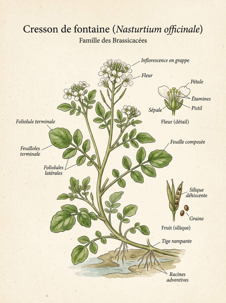 Nasturtium officinale illustré