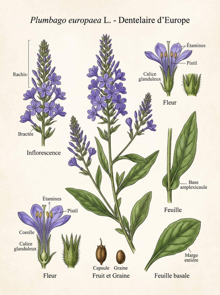 Illustration botanique de Plumbago