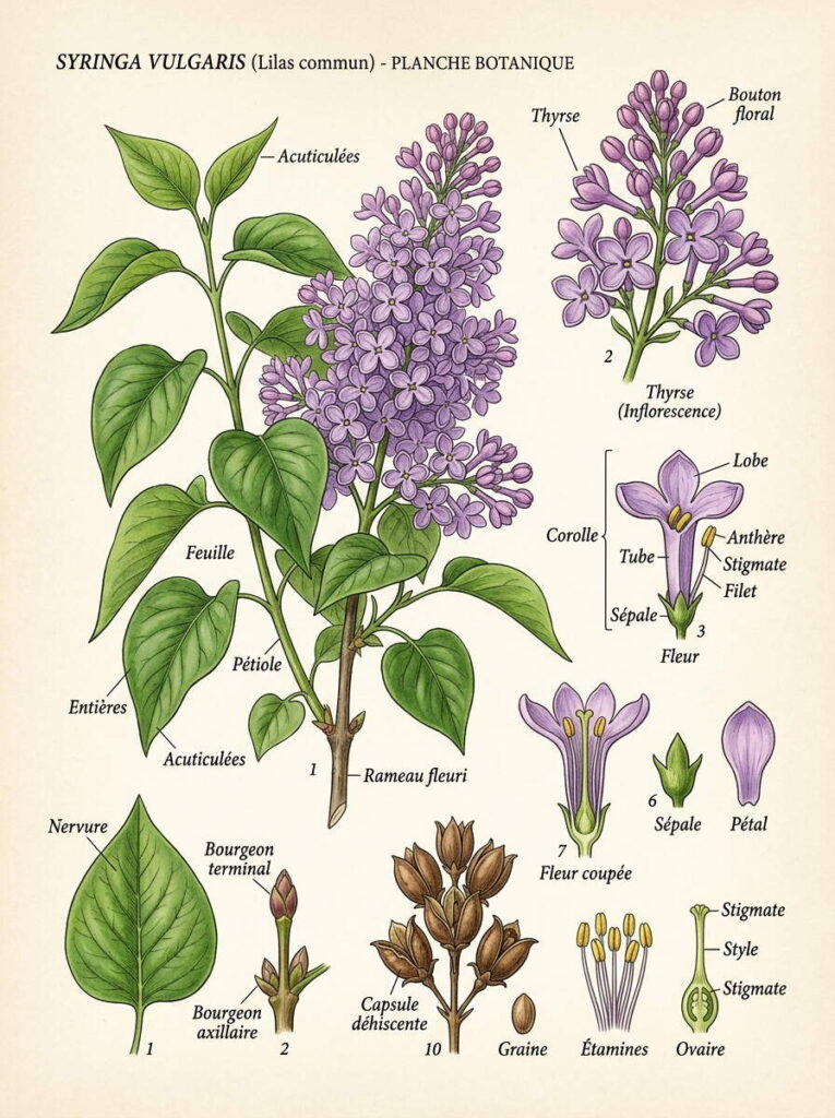 Détails de syringa vulgaris