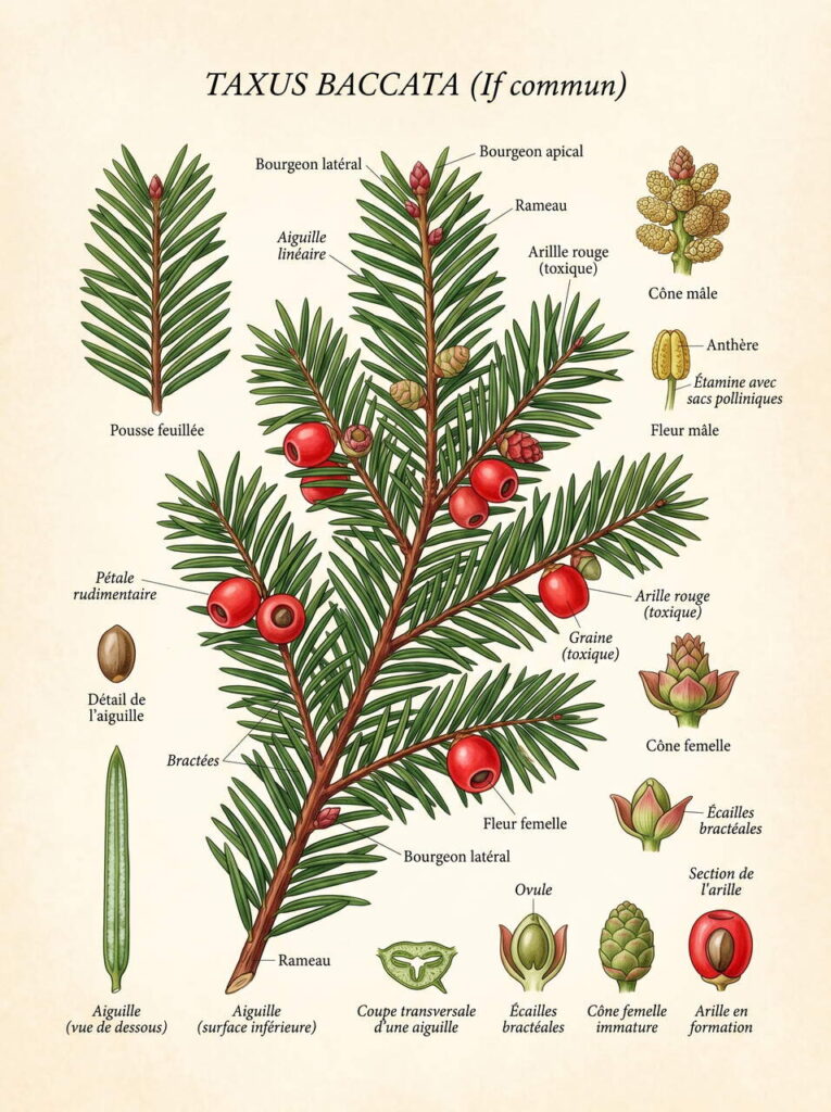Illustration botanique de taxus baccata Illustration botanique taxus baccata